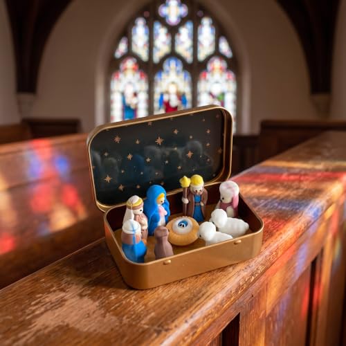 Mini Nativity Scene Set in a Box - Handmade Religious Christmas Decor