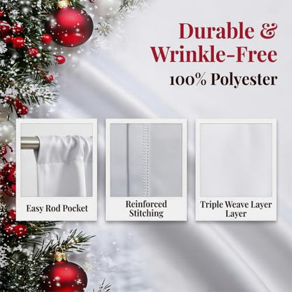 E 39x86 Inch Christmas Holiday Printed Curtains for Living Room - 2 Pieces