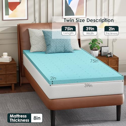 FDW 8 inch Twin Mattress Gel Memory Foam Mattress for Cool Sleep + 2 Inch Gel Memory Foam Topper Set,CertiPUR-US Certified (Twin)
