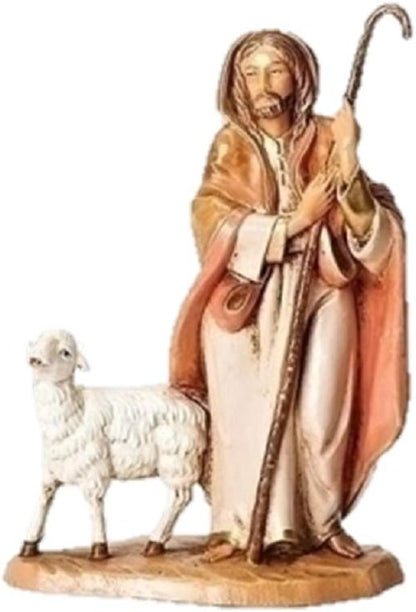 Fontanini The Good Shepherd Figurine - Italian Nativity Village with Sheep | 5-Inch Collectible
