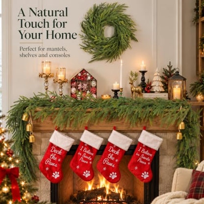 Green 6FT Christmas Garland with Real Touch Norfolk Pine - 2 Pack