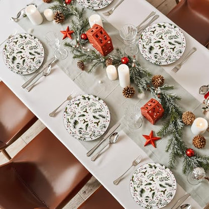 Christmas Paper Plates Holly Berries Disposable Party Plates Set of 48