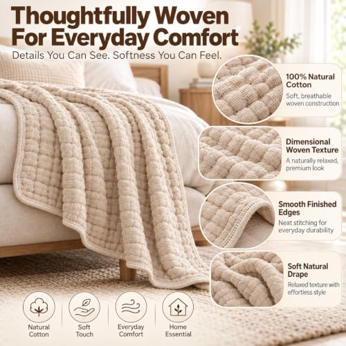 6-Layer Cotton Muslin Blanket - Gray 90x90in, Lightweight & Breathable