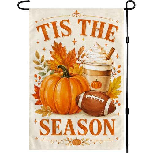 Fall Garden Flag Tis the Season Thanksgiving Decor Orange Brown