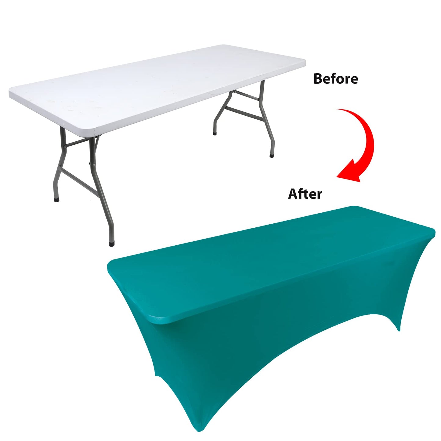 BDDC Table Covers for 4 Foot Tables, Spandex Table Covers 4ft, Jade Green Table Cloths Rectangle 4ft for Events, Wedding, Banquets & Parties