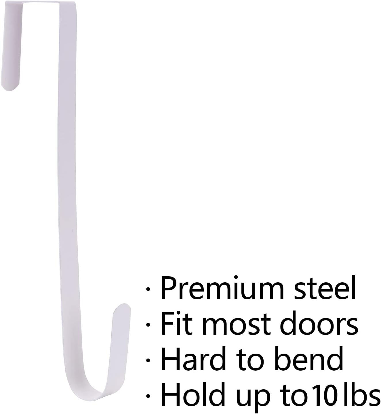 Wreath Hanger - Durable Steel Over The Door Hook for Front Door | White, 4