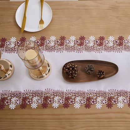 Dark Red Floral Lace Table Runner 16 x 108 Inches for Home Decor - Variation of THIS listing