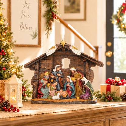 Lighted Nativity Scene Set for Christmas Indoor Decoration - 4 Pieces