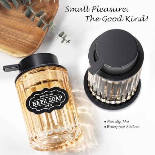Black Amber Glass Foaming Soap Dispenser 8oz - 2 Pack