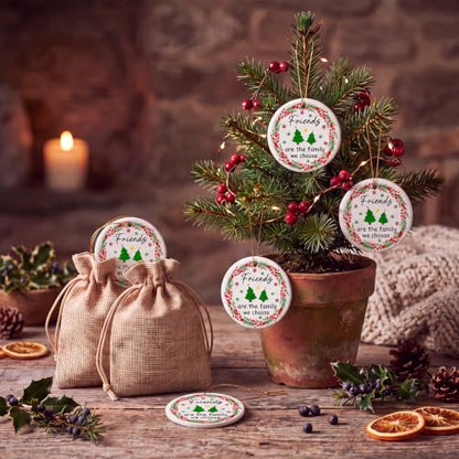 Friendship Christmas Ornaments - Ceramic Heart Gifts for Friends, 12 Sets - Variations of Ceramic / Friends / 12