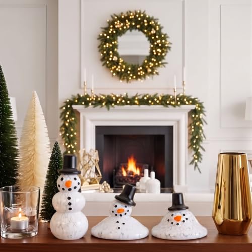 Christmas Snowman Figurines Set - Melting Glass Holiday Decor
