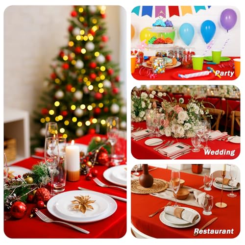 Red Rectangular Tablecloth 70 x 120 Inches - 6 Pack Polyester Cover