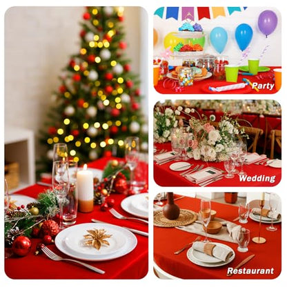 Red Rectangular Tablecloth 70 x 120 Inches - 6 Pack Polyester Cover