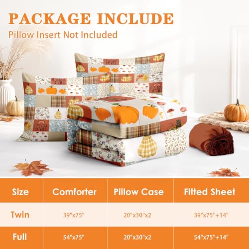 Fall Leaves Farmhouse Zipper Bedding Set for Kids - Twin, 3-Piece