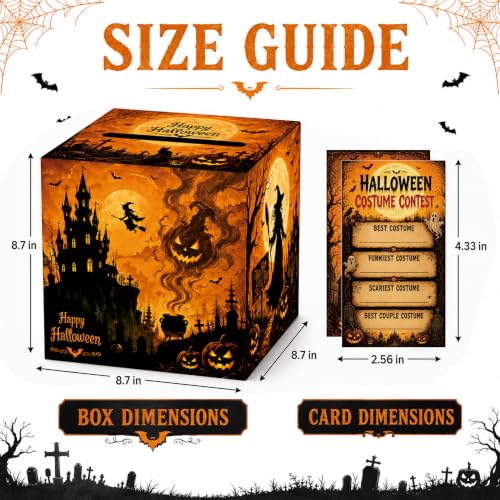 Halloween Costume Contest Ballot Box with 50 Voting Cards - Party Game