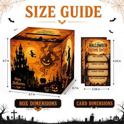 Halloween Costume Contest Ballot Box with 50 Voting Cards - Party Game