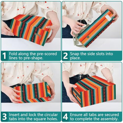 STAYTOP Mexican Ethnic Stripes Magazine File Holder 3 Pack Desk Organizer