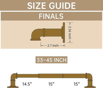 Industrial Curtain Rods - Blackout Wrap Around Design for Windows 28-48 Inches | 7/8 Inch Diameter
