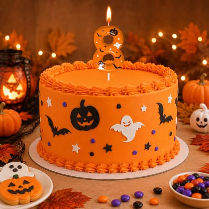 Halloween Birthday Number Candles - Pumpkin Bat Ghost Cake Topper