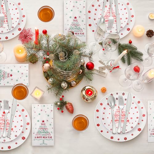 Christmas Plastic Dinnerware Set for 30 Guests - Plates, Cups, Cutlery & Napkins