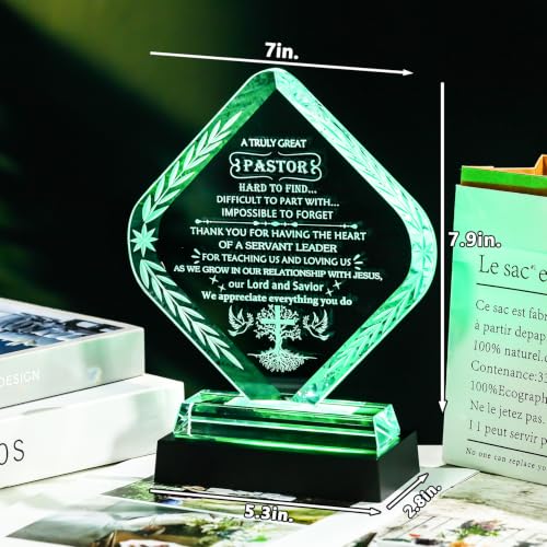 Pastor Appreciation Gift with Light Base - Heartfelt Tribute for Men Variation of Pastor Gifts 1 + Led Base