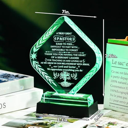 Pastor Appreciation Gift with Light Base - Heartfelt Tribute for Men Variation of Pastor Gifts 1 + Led Base