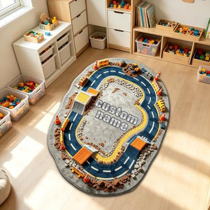 Personalized Off-Road Vehicle Track Rug - Kids Playroom Carpet 8