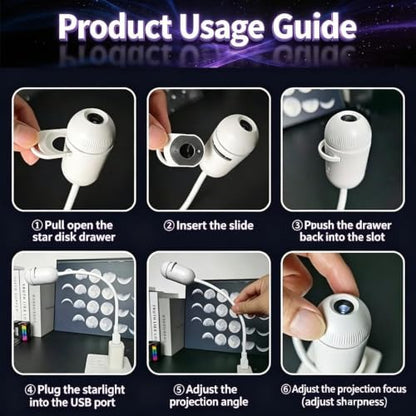 Christmas Night Sky Projector with 10 Films, 360° Adjustable HD Light