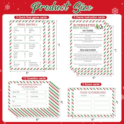 Christmas Family Feud Card Game XMAS Party Game for Adults & Kids