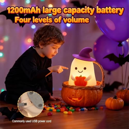 Rechargeable Ghost Night Light with Tap Control - Silicone Halloween Lamp