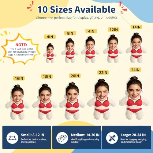 Custom Face Pillow Body Pillow - Personalized Photo Plush Throw