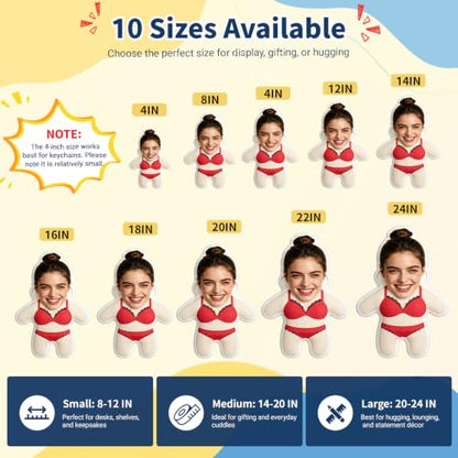 Custom Face Pillow Body Pillow - Personalized Photo Plush Throw
