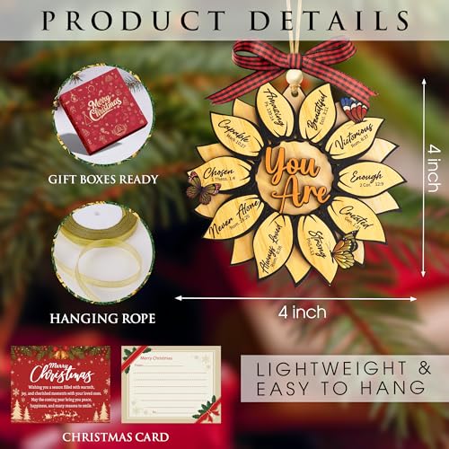Sunflower Faith Christmas Ornament 2025 - Religious Gift for Women, Bible Verse Decoration with Variation You Are Sunflower