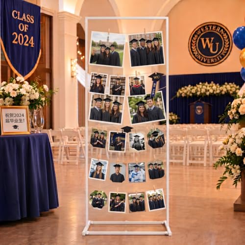 White Photo Display Board Holder - Adjustable Metal Picture Collage Stand