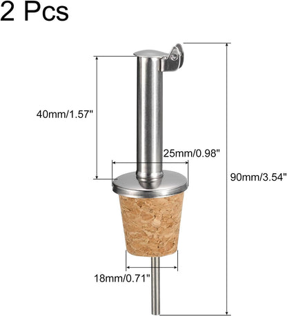 uxcell Stainless Steel Bottle Pourers, 2Pcs Auto Flip Olive Oil Spout, Cork Design Wine Bottle Stoppers, for Pours Liquid, Olive Oil, Wine, Vinegar, Most Liquor Bottles
