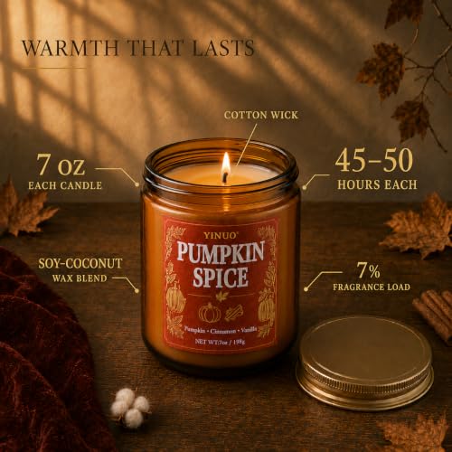 Fall Scented Candle Gift Set - 4 Pack Soy Coconut Wax Pumpkin & Autumn Scents