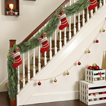 6FT 2-Piece Artificial Cedar Garland for Christmas Mantle Decor - Real Touch, Dense Foliage