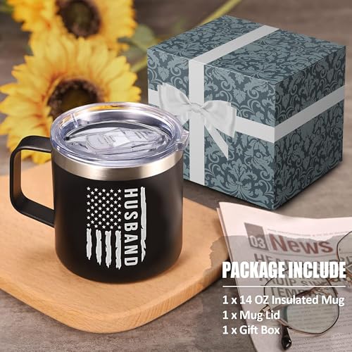 Personalized Husband Gift Tumbler 14oz Stainless Steel with Lid - Anniversary & Birthday Gift for Him
