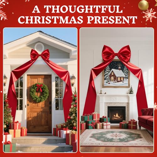 Giant 87 Inch Satin Christmas Tree Topper Bow - Red Holiday Decor