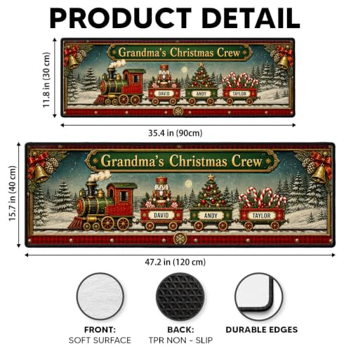 Personalized Family Train Runner Rug - Christmas Journey Hallway Decor