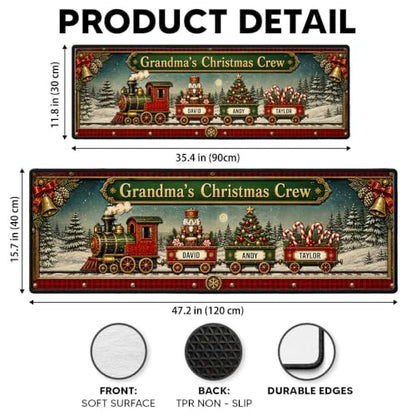 Personalized Family Train Runner Rug - Christmas Journey Hallway Decor