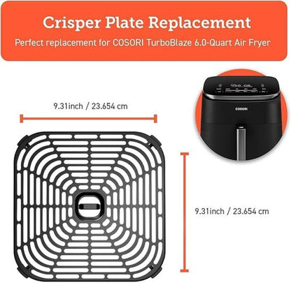 COSORI Turboblaze 6Qt Air Fryer Crisper Tray - Non-Stick, Dishwasher-Safe Ceramic Accessory | Dark Gray