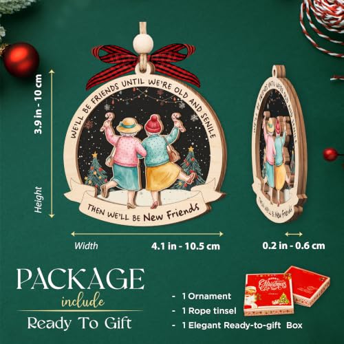Old Friend Friendship Christmas Ornament 2026 - Wooden Holiday Keepsake