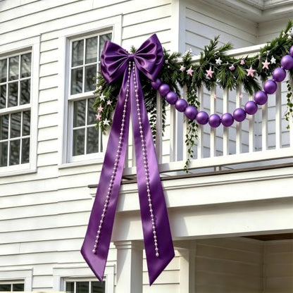 Giant Purple Christmas Tree Bow Topper - 19x70 Inch Holiday Decor, Support Layer