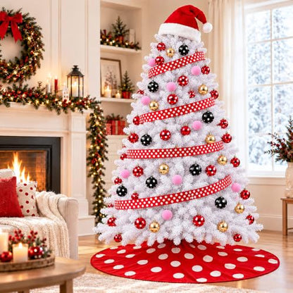 27Pcs Christmas Tree Decoration Set with Polka Dot Ornaments and Tree Skirt