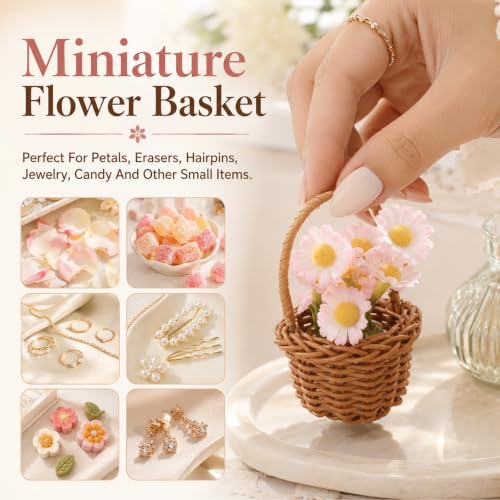 30 Pack Mini Woven Baskets with Handles - Rattan Look Tiny Storage Baskets