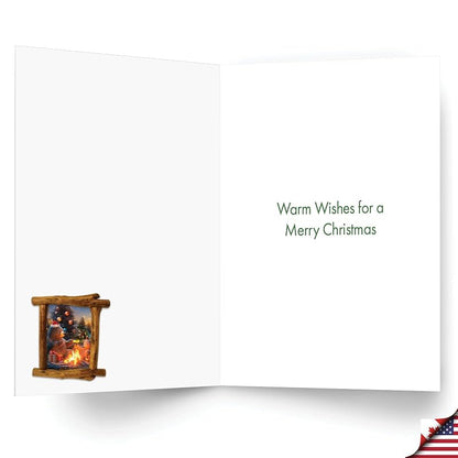 NobleWorks Camping Bears Christmas Card - Red Env, Campfire Merry C8726AXSG - Variation of THIS listing