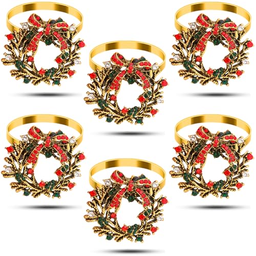 Christmas Garland Napkin Rings Set of 6 - Xmax Decoration
