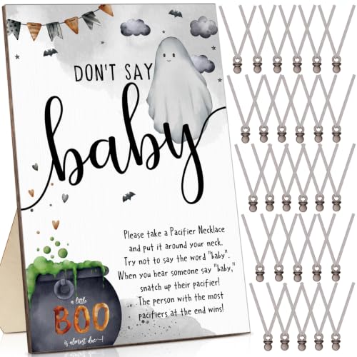 Halloween Baby Shower Game Pacifier Necklace Set - Black & Ghost Design