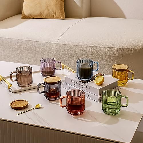 Lysenn Glass Coffee Mug with Bamboo Lid - Lime Green - 12oz Tea Cup